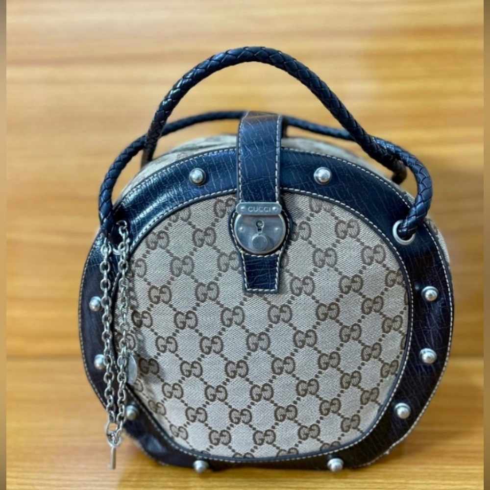 Pre Owned Vintage Gucci Supreme print Brown canvas mini Bag - Picture 1 of 10